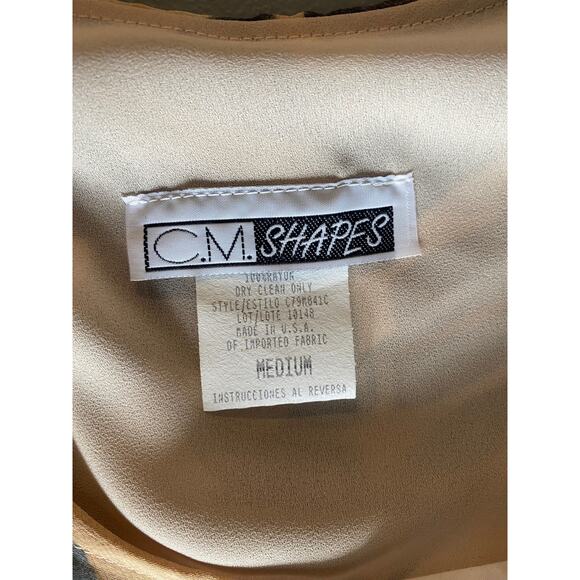 Vintage 90s Tan Gray Maxi Dress Earth Tones Abstract Leaf Boho Fairy Whimsy M - Picture 7 of 12